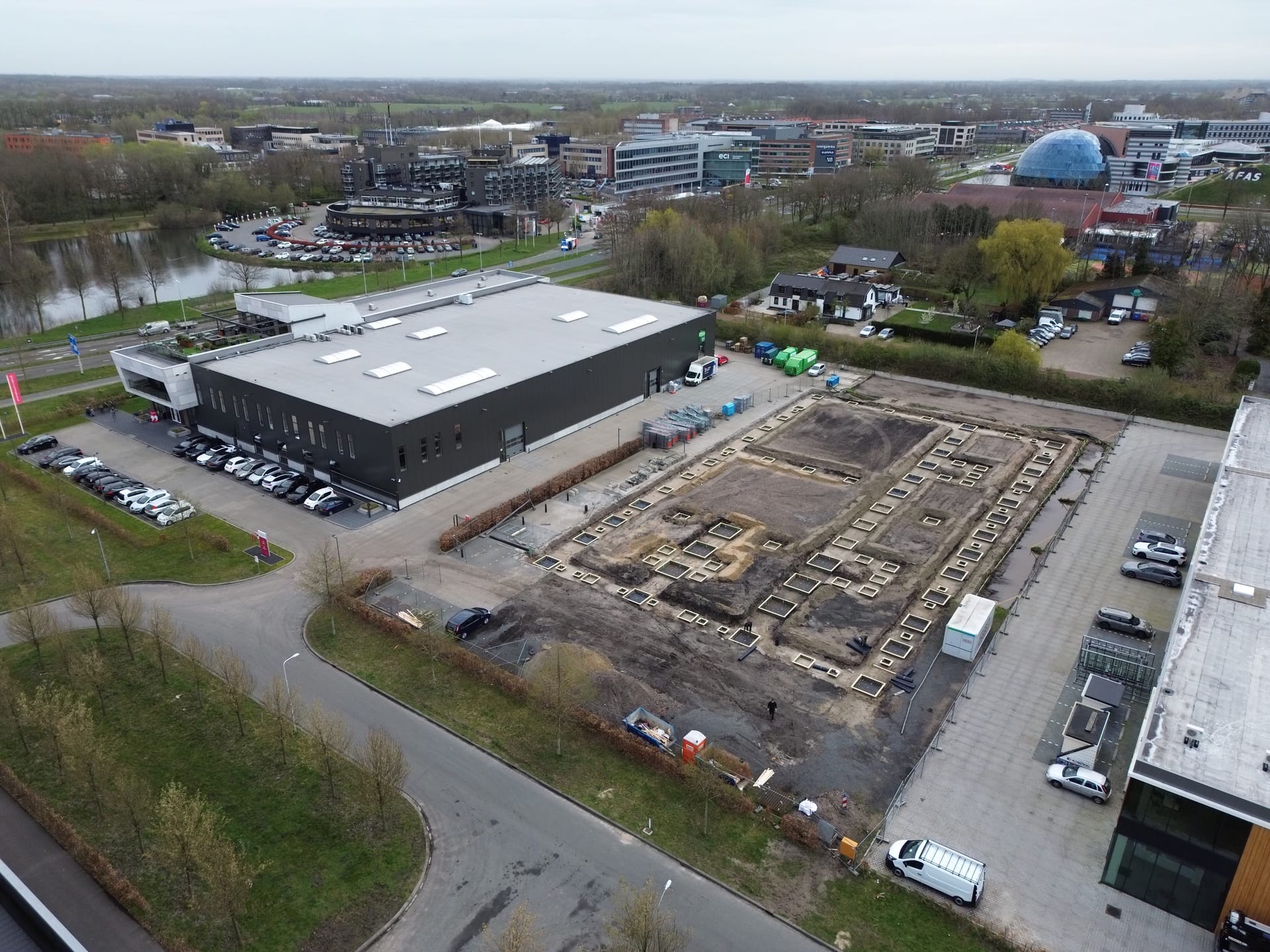 Luchtfoto fundering De Buitenplaats Leusden – maart 2026